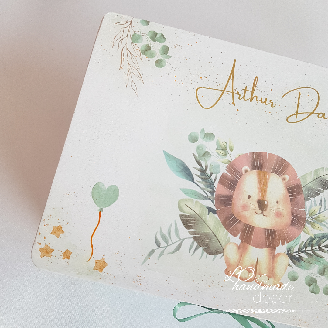 Trusou botez complet cu Lumânare și Cutie Amintiri - Micul Leu - imagine 3