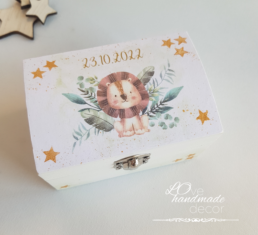 Trusou botez complet cu Lumânare și Cutie Amintiri - Micul Leu - imagine 5