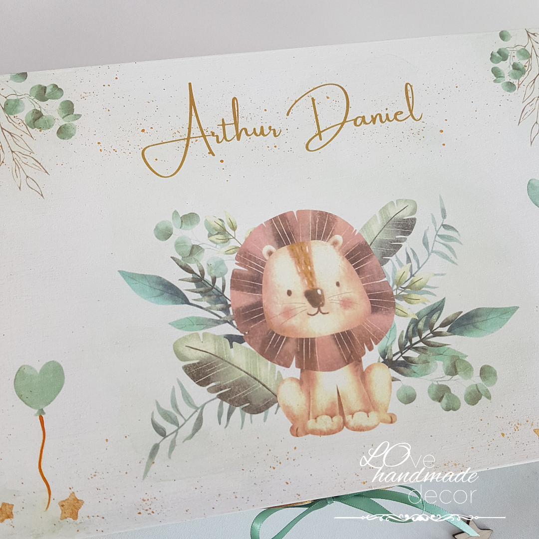 Trusou botez complet cu Lumânare și Cutie Amintiri - Micul Leu - imagine 6