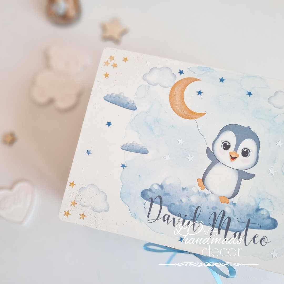 Trusou botez personalizat Micul Pinguin - imagine 2