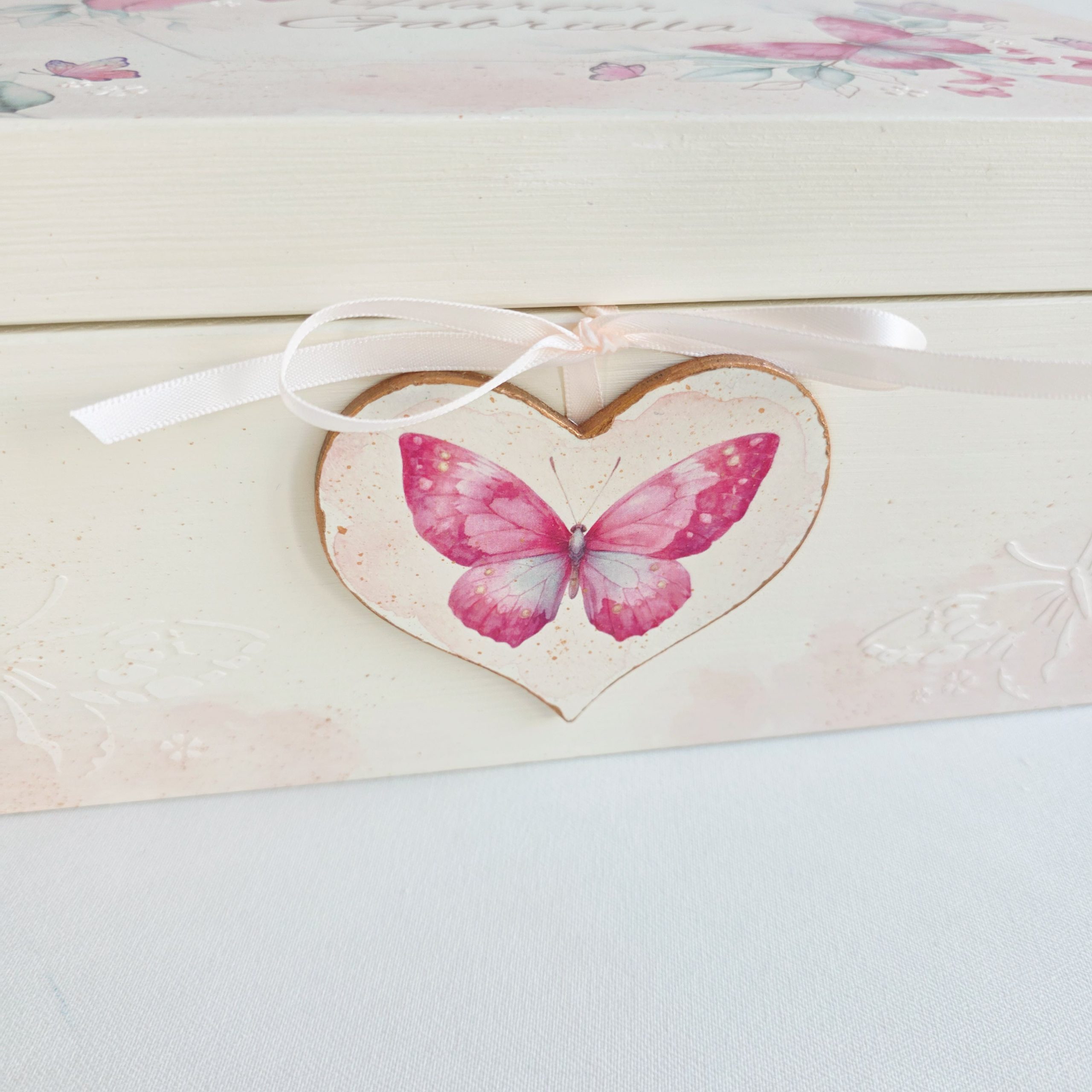 Trusou botez complet cu Lumânare și Cutie Amintiri - Fluturi - imagine 6
