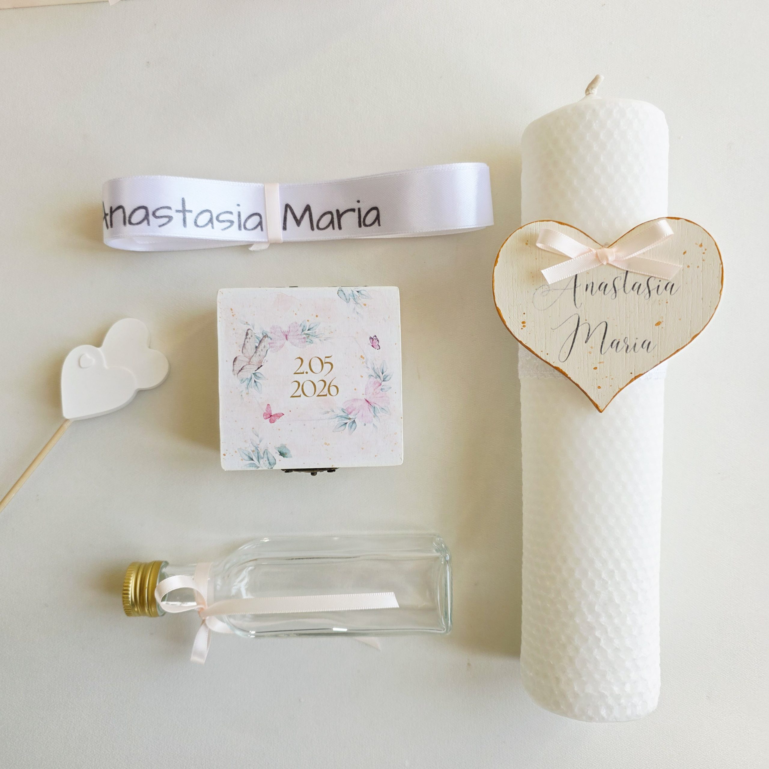 Trusou botez complet cu Lumânare și Cutie Amintiri - Fluturi - imagine 7