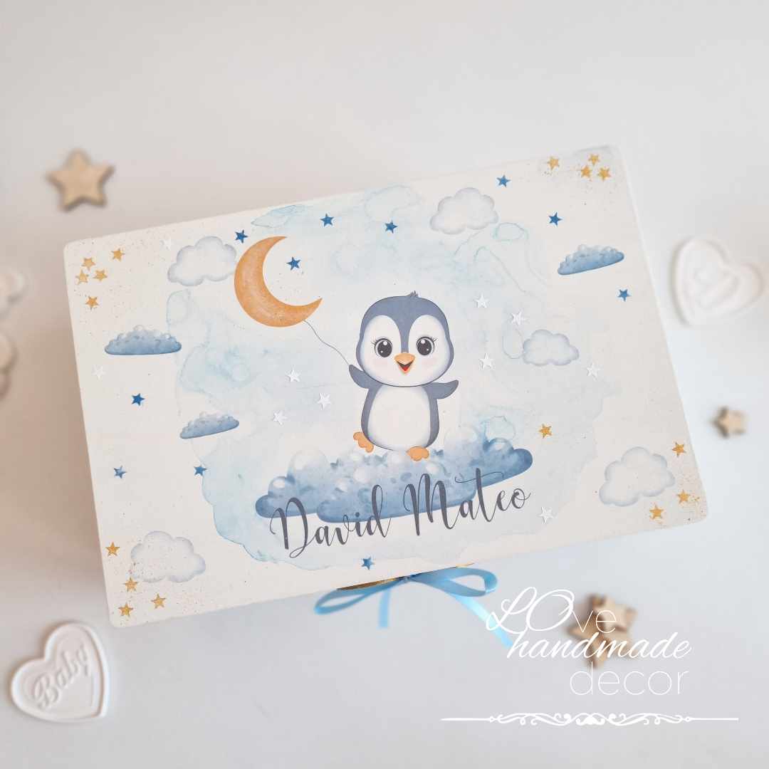 Trusou botez personalizat Micul Pinguin - imagine 3