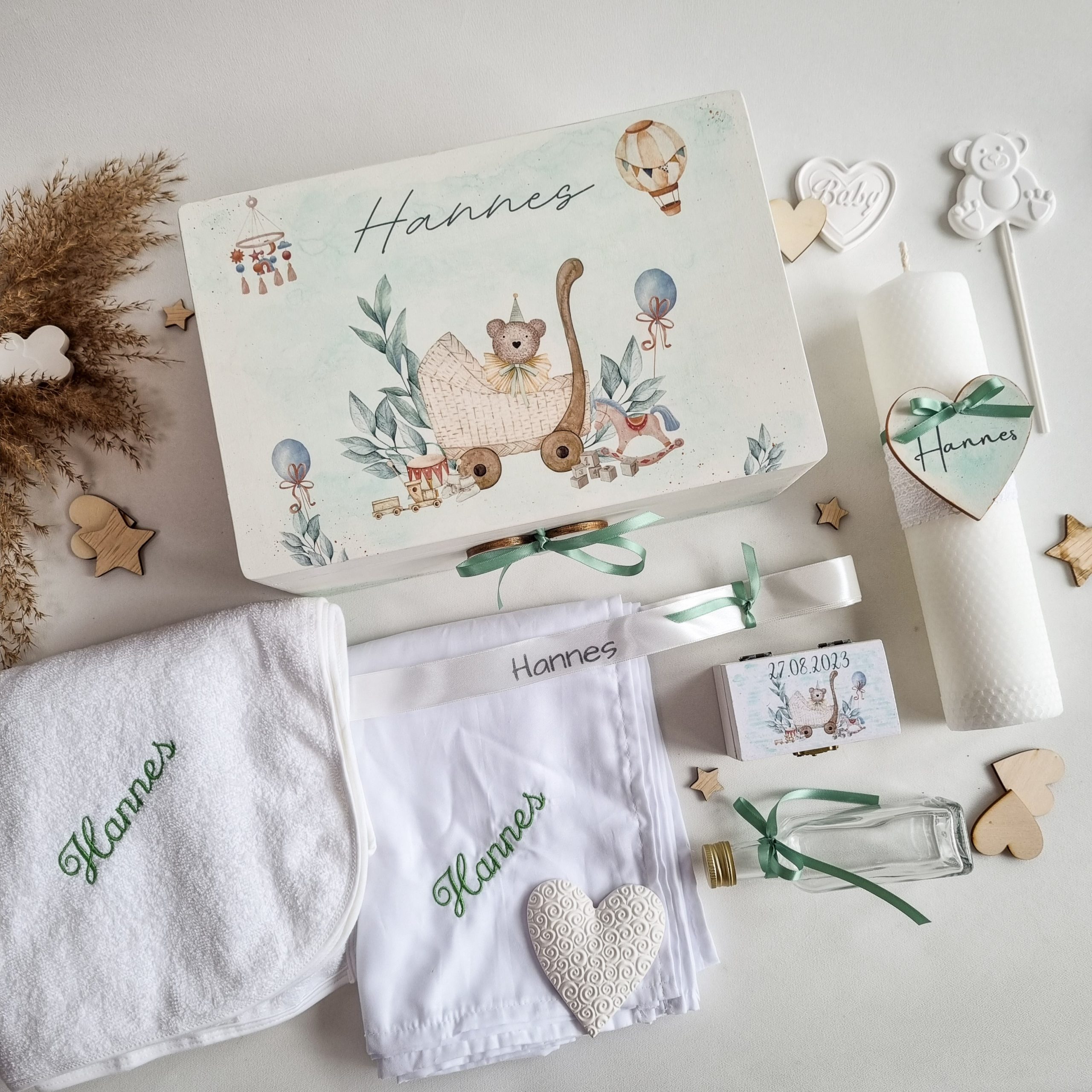 Trusou botez complet cu Lumânare și Cutie Amintiri - Urs