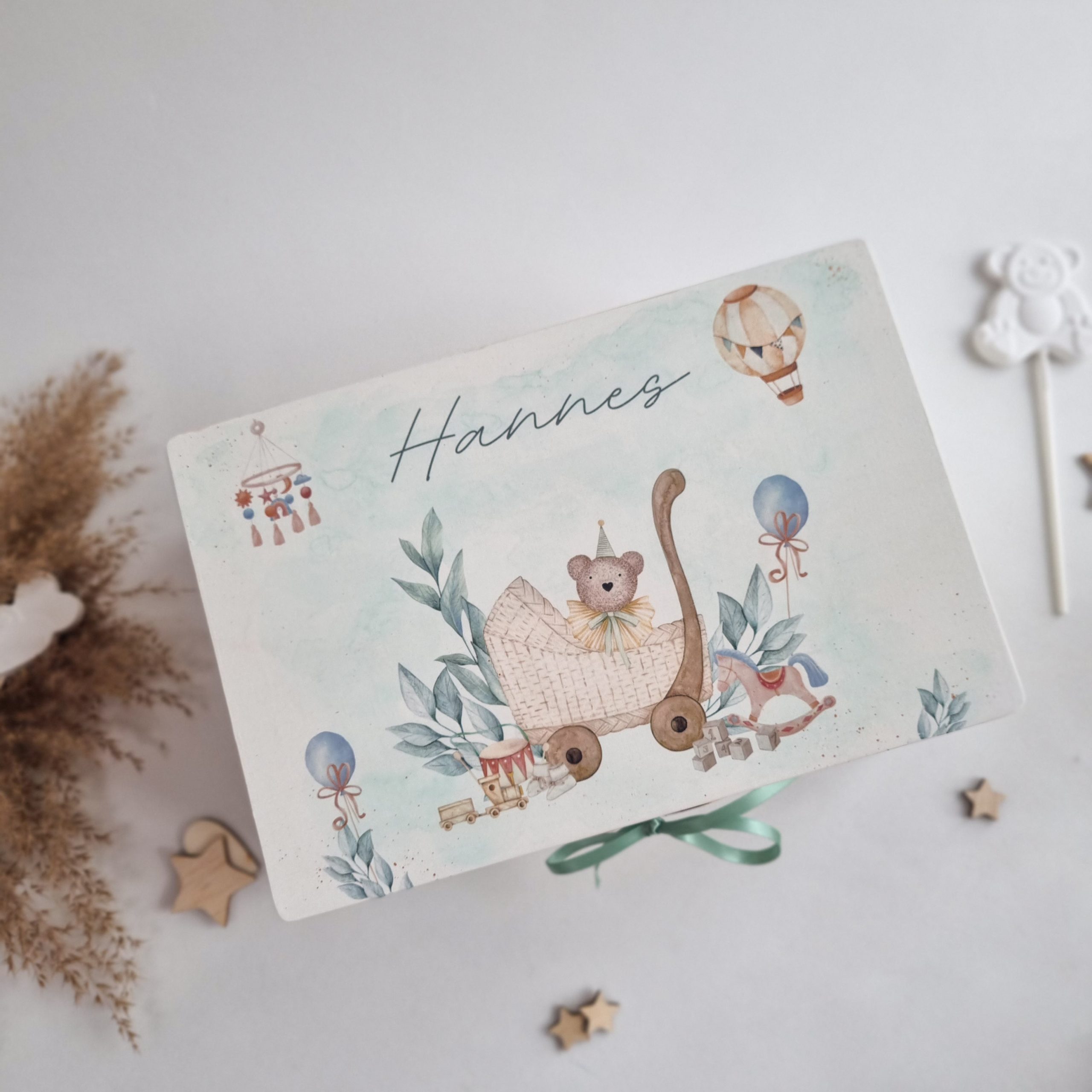 Trusou botez complet cu Lumânare și Cutie Amintiri - Urs - imagine 2